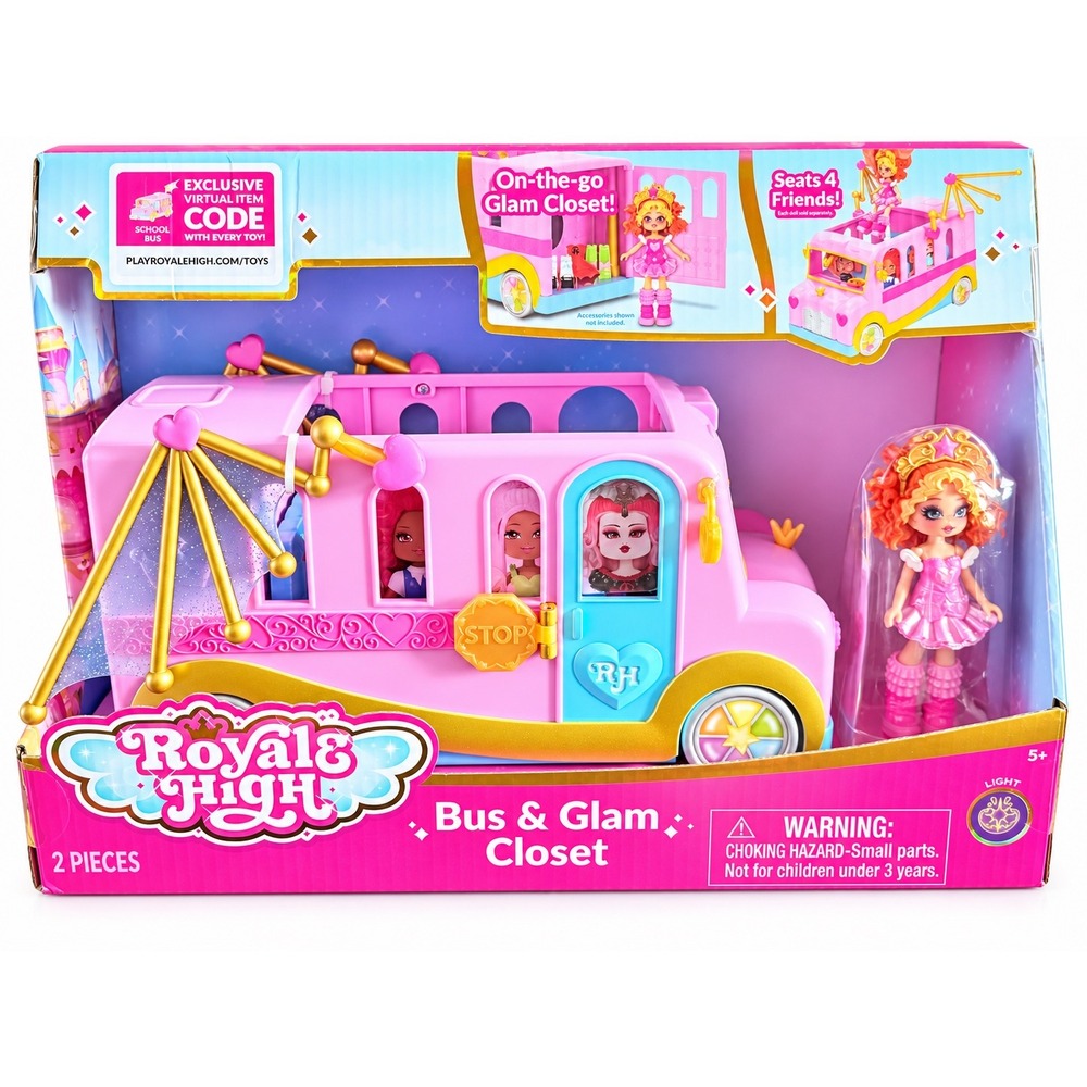 Royale High Bus & Glam Closet Playset with Exclusive Doll & Virtual Item Code